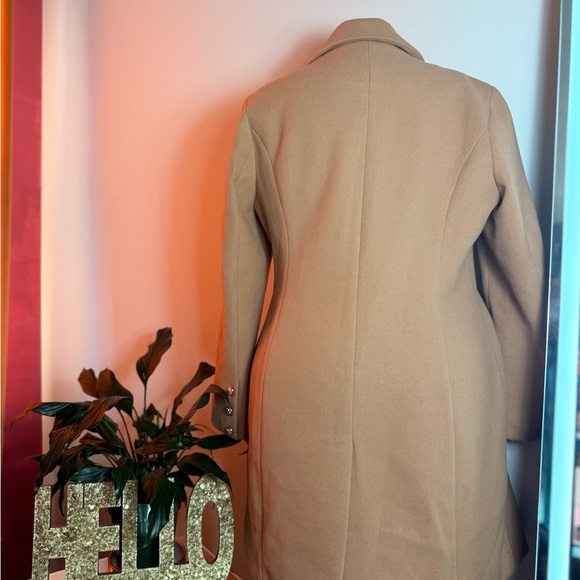 Women's Double-Breasted Tan Coat - Picture 5 of 8